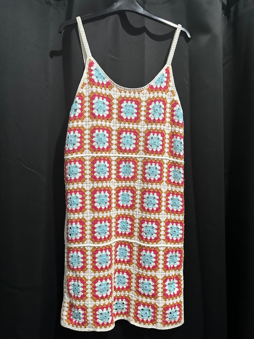 Crochet Willow & Wind Multicolor Slip Dress Size M 70s Style Festival - Picture 4 of 9